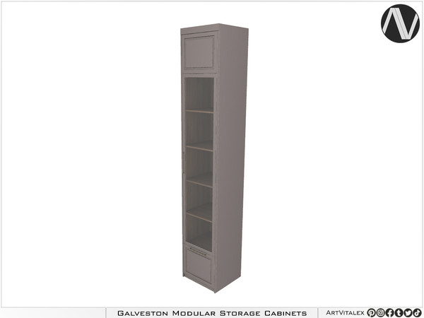Sims 4 — Galveston Cabinet Right With One Drawer And Glass Door by ArtVitalex — Cabinet Collection All rights reserved -