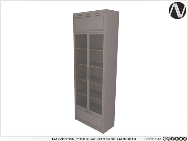 Sims 4 — Galveston Cabinet With One Drawer And Two Glass Doors by ArtVitalex — Cabinet Collection All rights reserved -