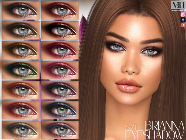 Sims 4 — [Patreon] Brianna Eyeshadow N71 by MagicHand — Nightlife eye makeup in 16 colors - HQ Compatible.