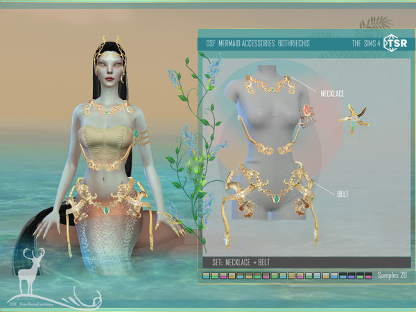 Sims 4 — MERMAID ACCESSORIES  BOTHRIECHIS by DanSimsFantasy — It is a necklace and a metallic belt to dress a mermaid or