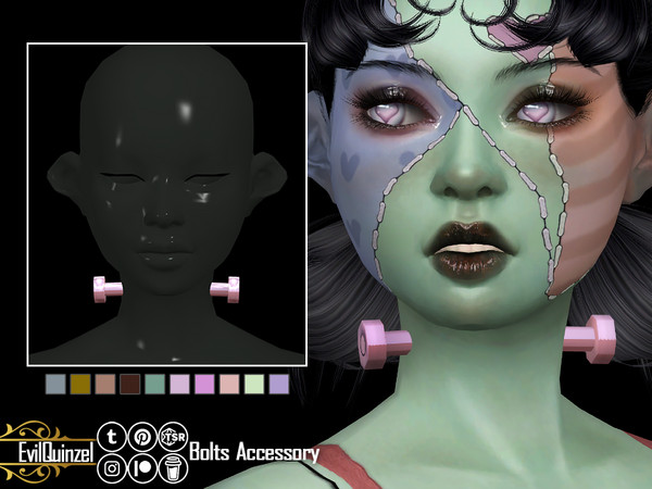 Sims 4 — Bolts Accessory by EvilQuinzel — Doll bolts accessory in 10 shades. New mesh;