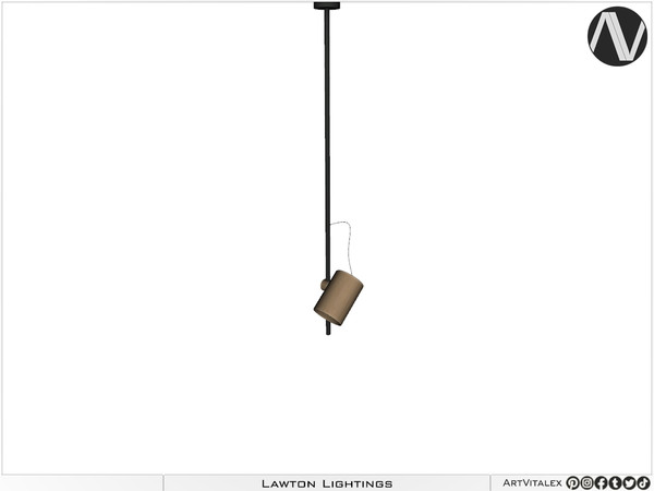 Sims 4 — Lawton Ceiling Lamp With Tied To Rod Medium by ArtVitalex — [ArtVitalex] Lawton Ceiling Lamp With Curved Loop