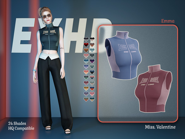 Sims 4 — Emma Top by MissValentine142 — Crop-tank sweater with zipper.