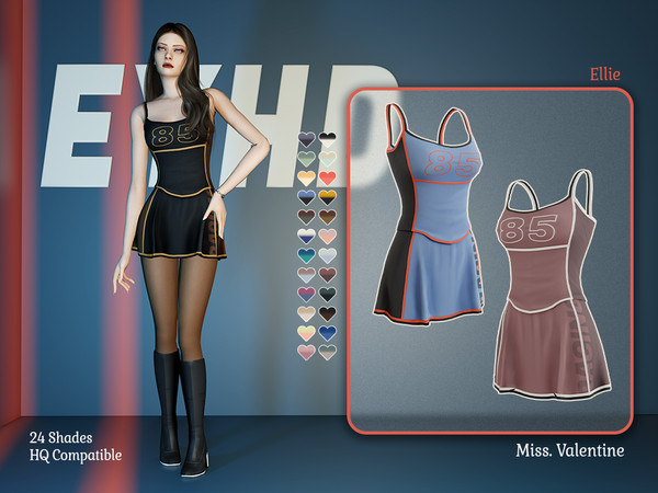 Sims 4 — Ellie Dress by MissValentine142 — Short Dress with numbers.
