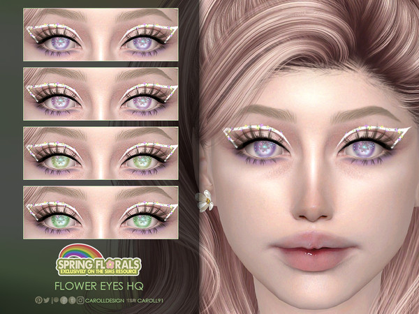 Sims 4 — Flower Eyes HQ by Caroll912 — A 4-swatch fantasy set of pastel eyes with different flower accents in the shades