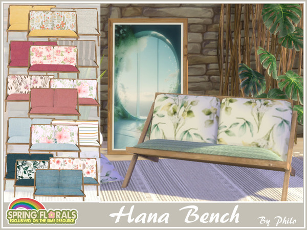 Sims 4 — Philo_Spring Florals Hana Bench by philo — Since spring is in the air, why not spend some time outside? This set