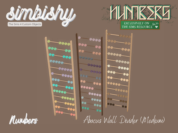 Sims 4 — SIMBISHY  Numbers - Abacus Wall Divider (Medium) by simbishy — A mathemagical furniture set for Pi Day March
