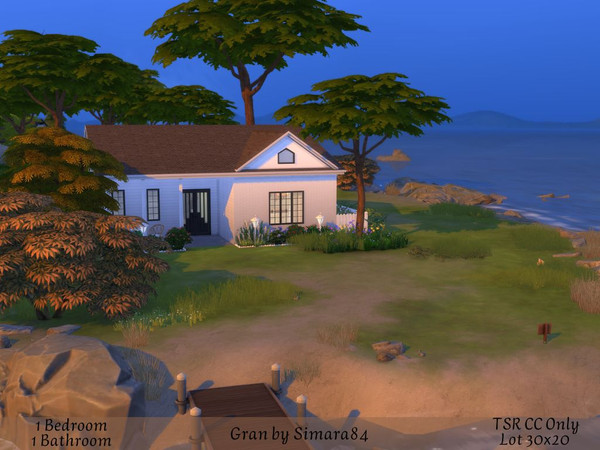 Sims 4 — Gran by Simara84 — A small cottage by the water, surrounded by flowers, a pool and a small terrace to enjoy the