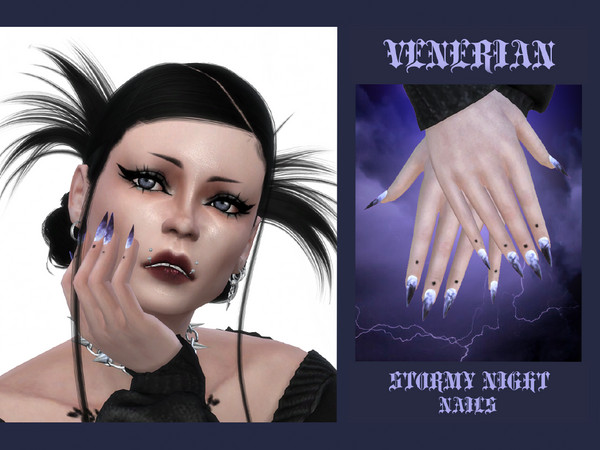 Sims 4 — Stormy night nails by Venerian — Found in the fingernail category, teen to elder, all LODs