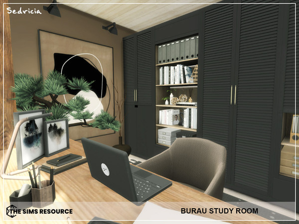 Sims 4 — Burau Studyroom by Sedricia — Please use "bb.moveobjects on" before place the room