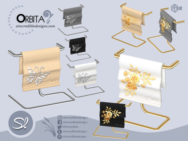 Sims 4 — Orbita Hand Towel Stand by SIMcredible! — Bringing to your sims a set filled with charm and luxury. Orbita is a