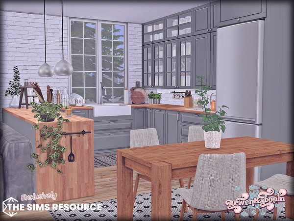 Sims 4 — Grin 2 by ArwenKaboom — New kitchen set in multiple recolors. Find all items by searching "Grin" or