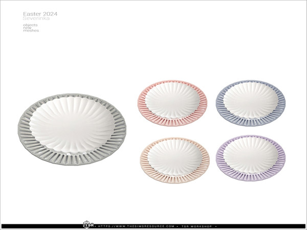 Sims 4 — Easter 2024 - plates by Severinka_ — A set of decor for decorating a dining table for Easter or Spring style. -