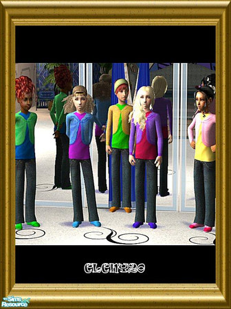 Sims 2 — 2 Colored Top Outfits For Girls by clcny20 — The remake of this shrug over a long-sleeved top, with blue jeans,