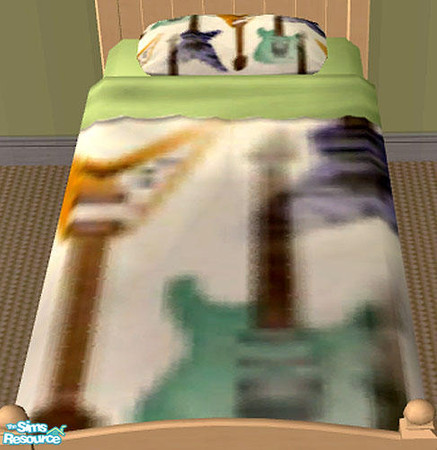Sims 2 — Guitars Bedroom Set - Green Bedding by munchkin_brat — Your music loving sims will love this bedding.