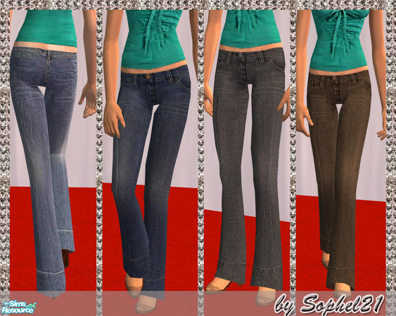 Sims 2 — SO_Collection_104 by Sophel21 — set of 4 jeans in different shapes - works also for Young adults. ***REQ.
