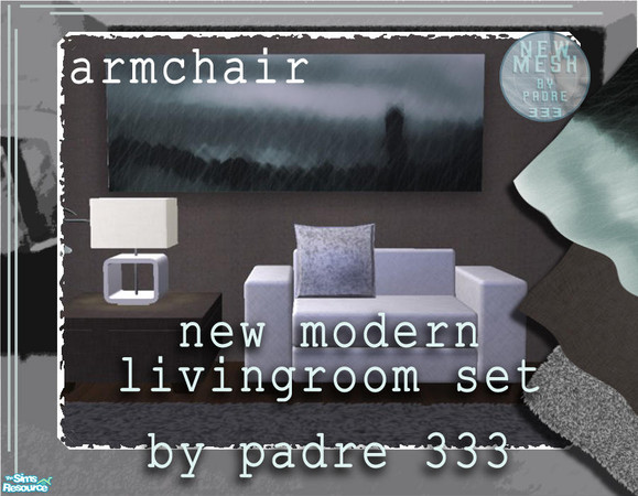 Sims 2 — Panda Moaneeum Living Armchair *UPDATED by Padre — 2 tile wide armchair in white. This is a slave item of the