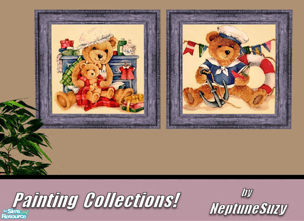 Sims 2 — NSC Painting Set60 - Teddy Bears  by Neptunesuzy — Your Simmies will love these Teddy Bear Paintings with their
