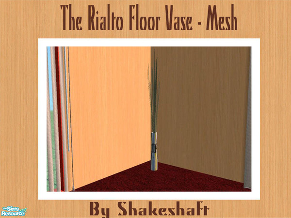 Sims 2 — The Rialto Floor Vase - Mesh by Shakeshaft — Part of a lounge set of new meshes, set includes Sofa, Chair,