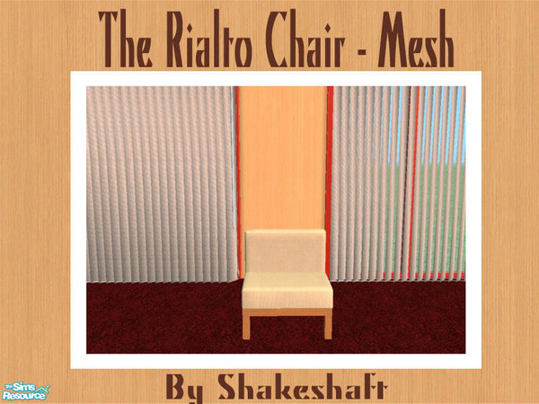 Sims 2 — The Rialto Chair - Mesh by Shakeshaft — Part of a lounge set of new meshes, set includes Sofa, Chair,