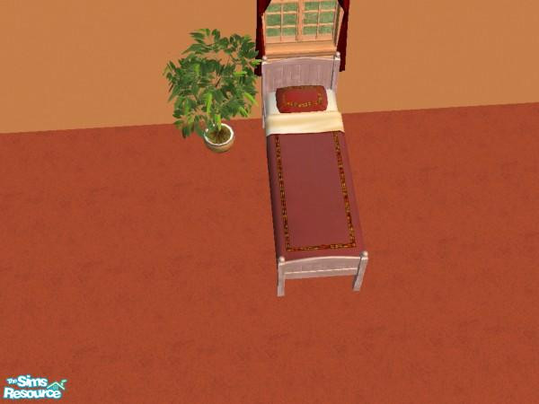 Sims 2 — Autumn Harvest Kids Beding by caitlynsadie — A dark red and light cream bed set. Has autumn leaves trim.