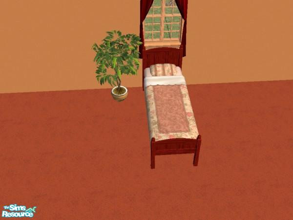 Sims 2 — Autumn Harvest Kids Bed by caitlynsadie — A rich dark wood bedframe.