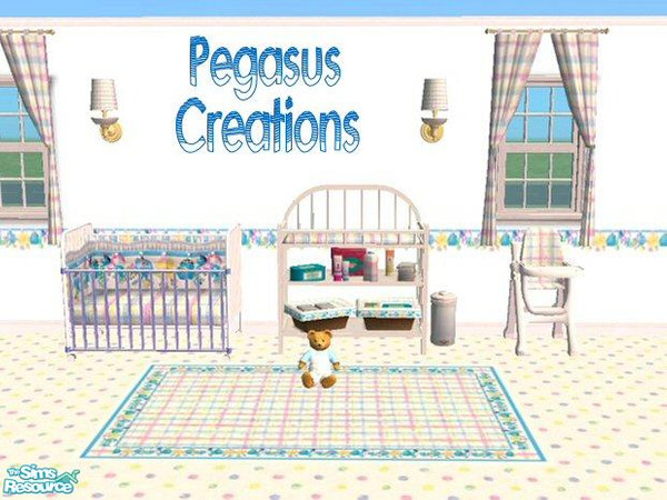 Sims 2 — Toys Baby Set by pegasussims — This adorable little set has cute pictures of toys hanging of pegs. Your Sim