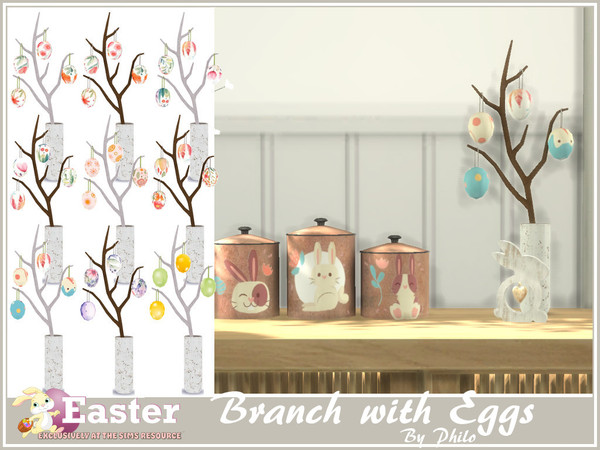 Sims 4 — Philo_Boho Easter Branch with Eggs by philo — Easter is the celebration of spring, the return of light and