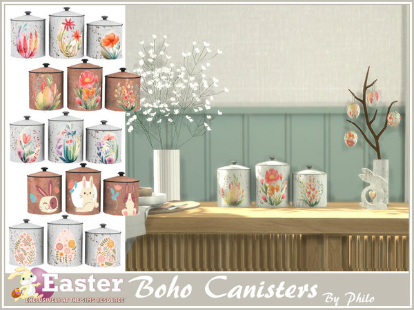 Sims 4 — Philo_Boho Easter Canisters by philo — Easter is the celebration of spring, the return of light and warmth. This