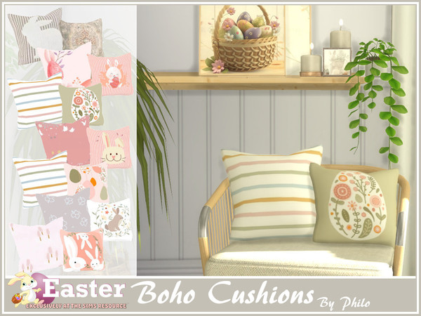 Sims 4 — Philo_Boho Easter Cushions by philo — Easter is the celebration of spring, the return of light and warmth. This