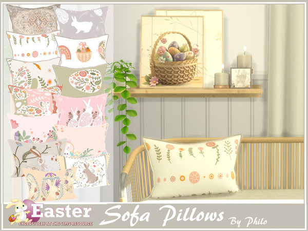 Sims 4 — Philo_Boho Easter Sofa Pillow by philo — Easter is the celebration of spring, the return of light and warmth.