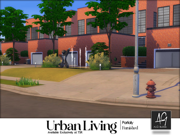 Sims 4 — Urban Living by ALGbuilds — Urban Living is a five-unit 3 bedroom, 3 bath urban style townhomes with garage.
