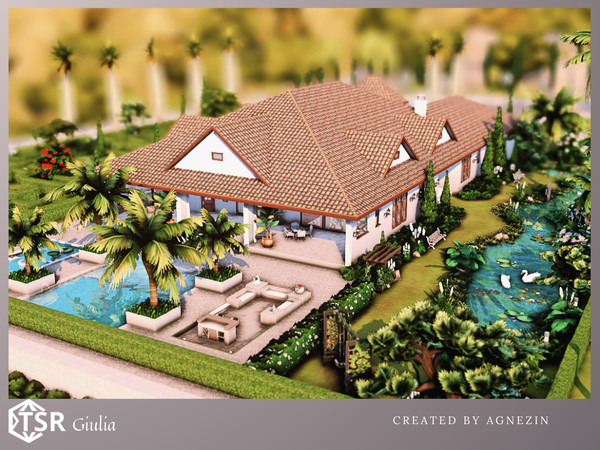 Sims 4 — Giulia by Agnezin — A comfortable residence in a modern style. It has four bedrooms with bathrooms and an office