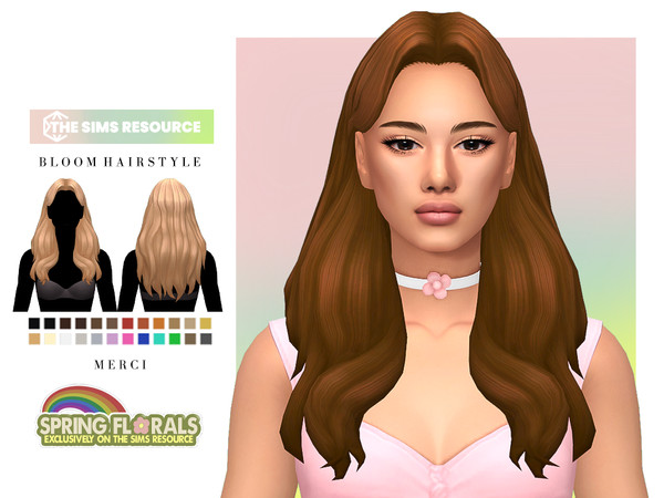 Sims 4 — Bloom Hairstyle by -Merci- — New Maxis Match Hairstyle for Sims4. -24 EA Colours.