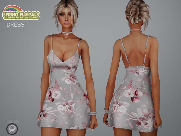 Sims 4 — Spring silk backless dress by pizazz — Spring silk backless dress For your Sims 4 game. The base game is all you
