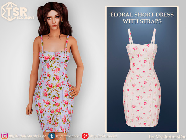 Sims 4 — Floral short dress with straps by MysteriousOo — Floral short dress with straps in 6 colors