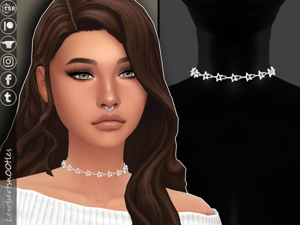 Sims 4 — Astrid Choker by Lewbertsn00tles — A star-chain choker for female sims. New Mesh