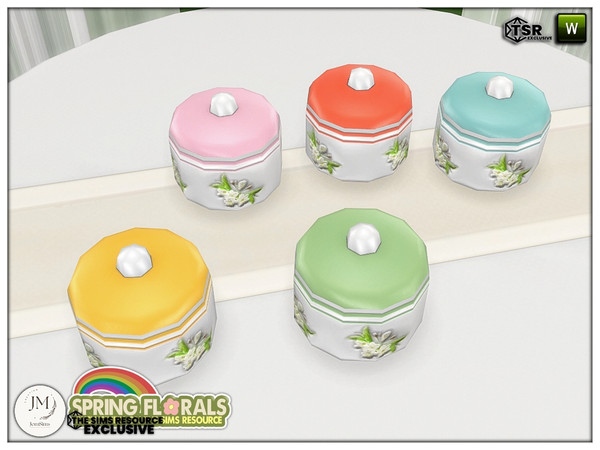 Sims 4 — spring florals deco sugar bowl by jomsims — Add elegance and charm to your table with this set in six hues. A