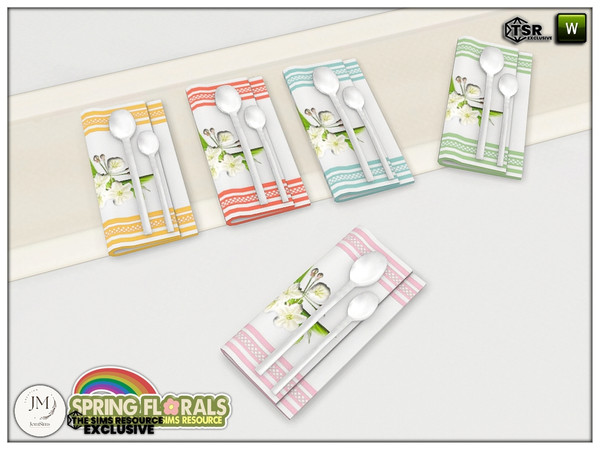 Sims 4 — spring florals table towel by jomsims — Add elegance and charm to your table with this set in six hues. A floral