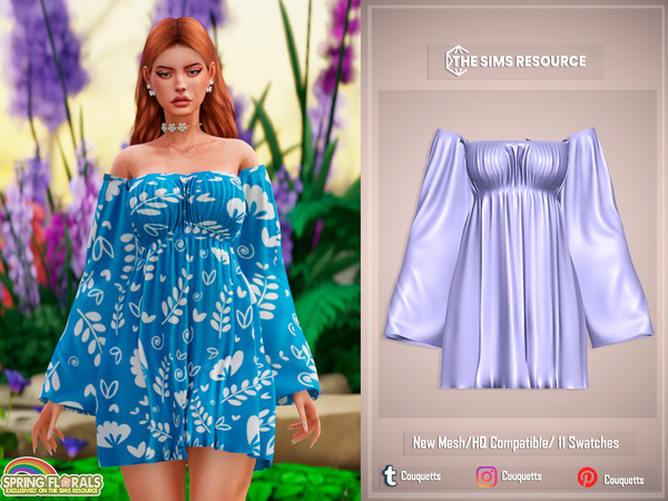Sims 4 — Spring Florar Flor Dress by couquett — Spring Florar Flor Dress 11 swatches - new mesh