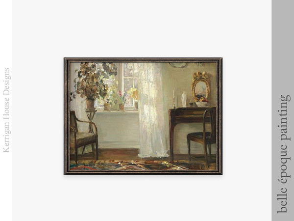 Sims 4 — Belle Epoque Carl Holsoe Oil Paintings by kerriganhouse — An elegant bedroom vanity set with vintage wood