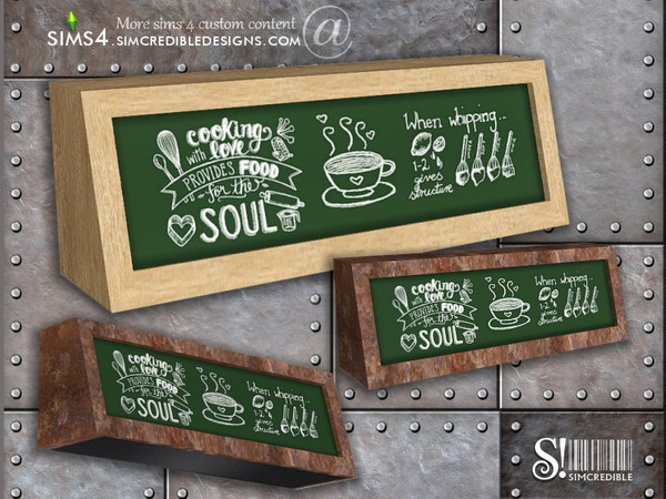 Sims 4 — Industrial Kitchen Stovehood chalkboard by SIMcredible! — by SIMcredibledesigns.com available at TSR 2 colors