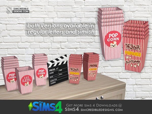 Sims 4 — Young Way Goodies - Popcorn boxes pile (family size) by SIMcredible! — by SIMcredibledesigns.com available at