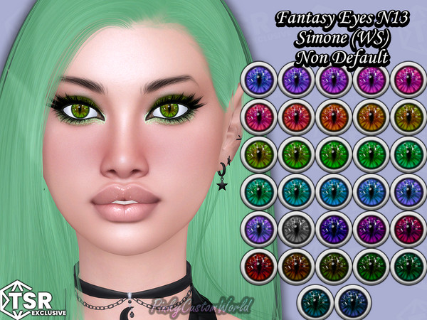 Sims 4 — FantasyEyes N13 - Simone White Sclera (EyeDetail) by PinkyCustomWorld — Cat inspired fantasy eyes with a little