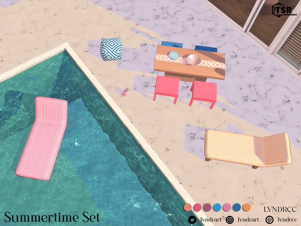 Sims 4 — Summertime Decorative Mug by LVNDRCC — Light patio and pool set in wood and ceramics, in bright summer shades of