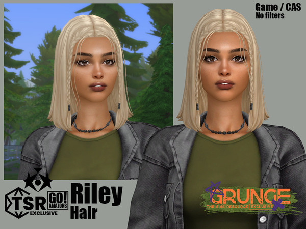 Sims 4 — GOAmazons_RileyAccRecolor.package by GoAmazons — Shoulder length bob with braids in grunge style for straight