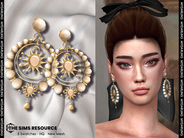 Sims 4 — gold sun earring NA007 FEMALE VERSION by Mydarling20 — new mesh