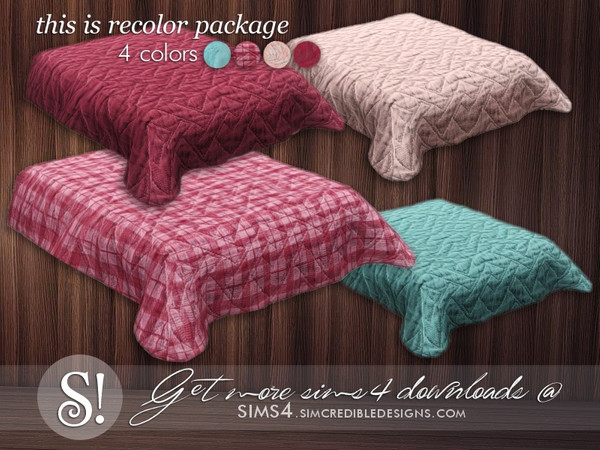 Sims 4 — Jules bed cover recolor by SIMcredible! — by SIMcredibledesigns.com available at TSR 4 colors variations