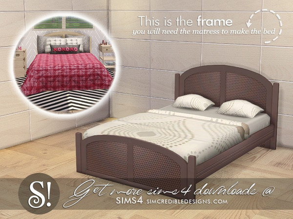 Sims 4 — Jules bed frame by SIMcredible! — by SIMcredibledesigns.com available at TSR 3 colors variations