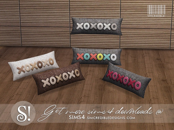 Sims 4 — Jules Cushion XOXO by SIMcredible! — by SIMcredibledesigns.com available at TSR 5 colors variations